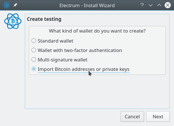 How to import private key into Electrum wallet application